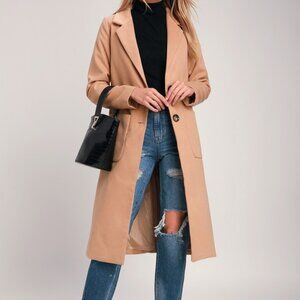 Lulus Style Squad Tan Coat Beige - Size XS